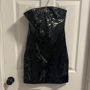 SHEIN Shiny Black Strapless Dress